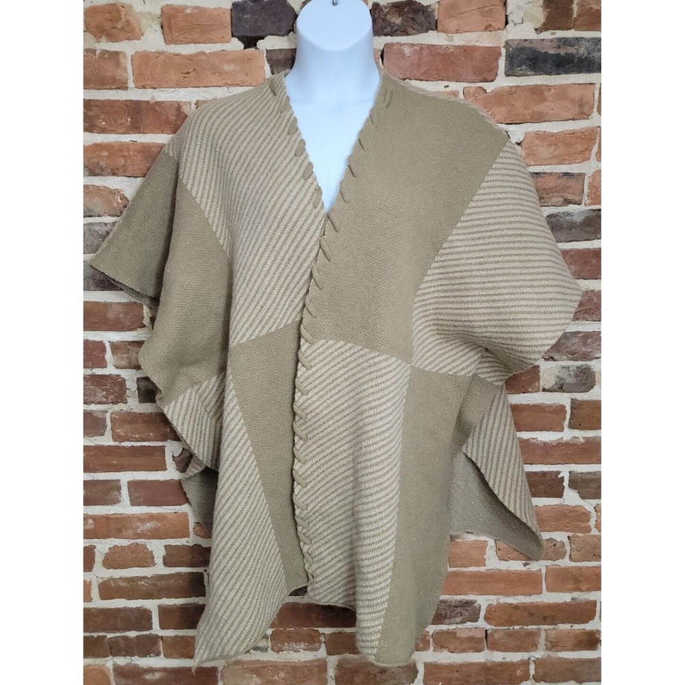 Misslook Lagenlook Shawl Poncho Wool Knitted‎ Wrap Cape Tan Beige
